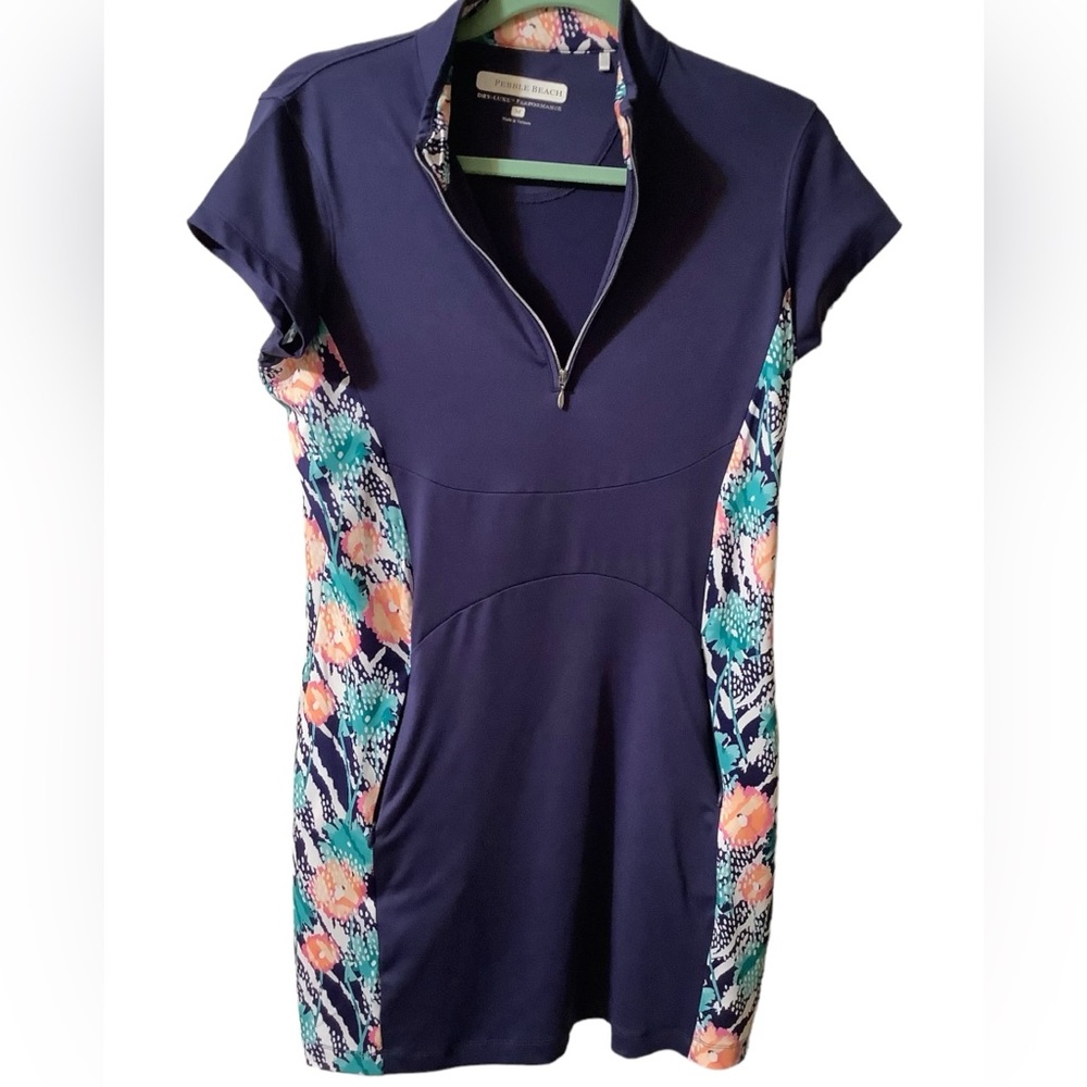 Pebble Beach Tropical Collection Pockets Short Sleeve Printed Panel Golf Dress M - Picture 5 of 16